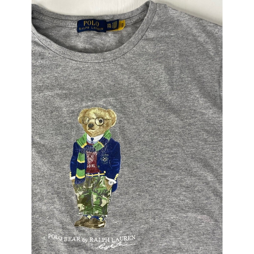 Vintage Polo Ralph Lauren Teddy Bear Classic Blazer Y2K T Shirt Gray Mens XXL